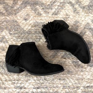Charlotte Russe black suede booties with fringe